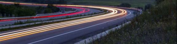 Car lights on a road