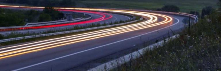Car lights on a road